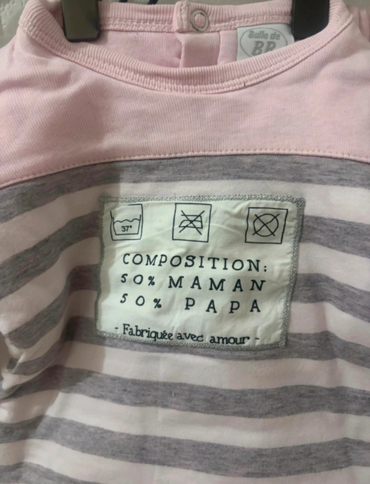Ensemble Bebé Bulle de BB - Rosa/Gris Rayado - 6 Meses – photo 3